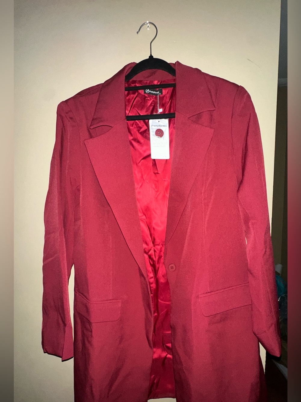 Pretty Garden - Dark Red Women's Long Blazer Jacket